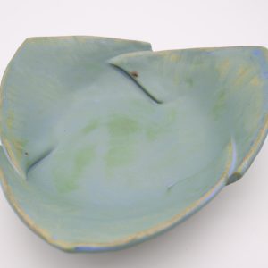 Assiette à dessert en grès fait main vert-bleu